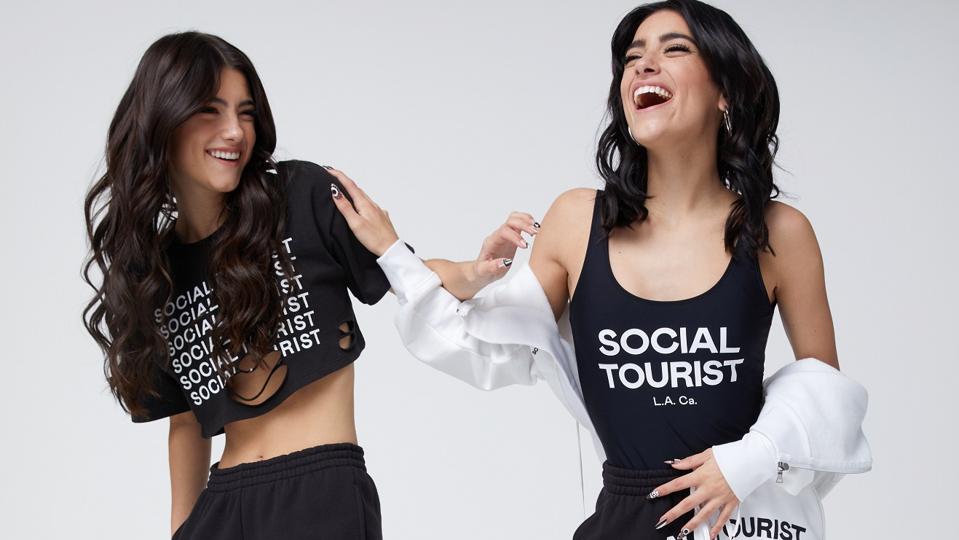 Dixie and Charli D’Amelio wearing Social Tourist apparel
