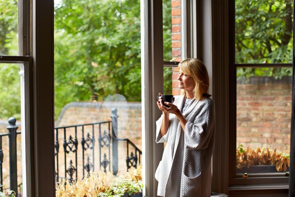 Enjoying morning calm and coffee