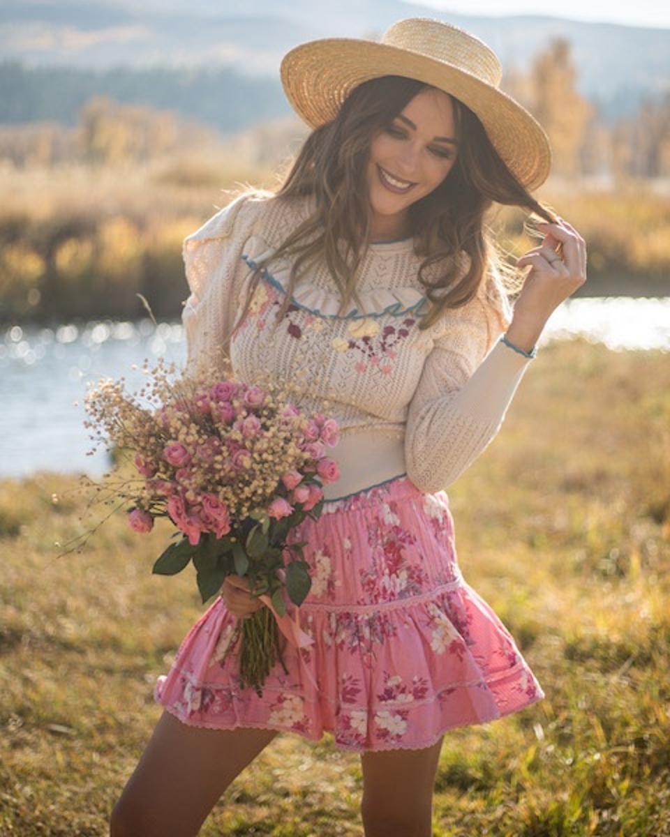 Bouquet Box. Courtney Sixx holds a handmade bouquet in Jackson Hole.