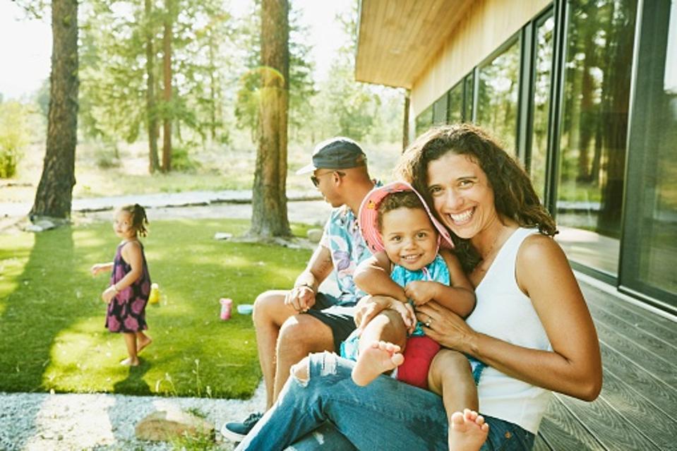 Family playing outside