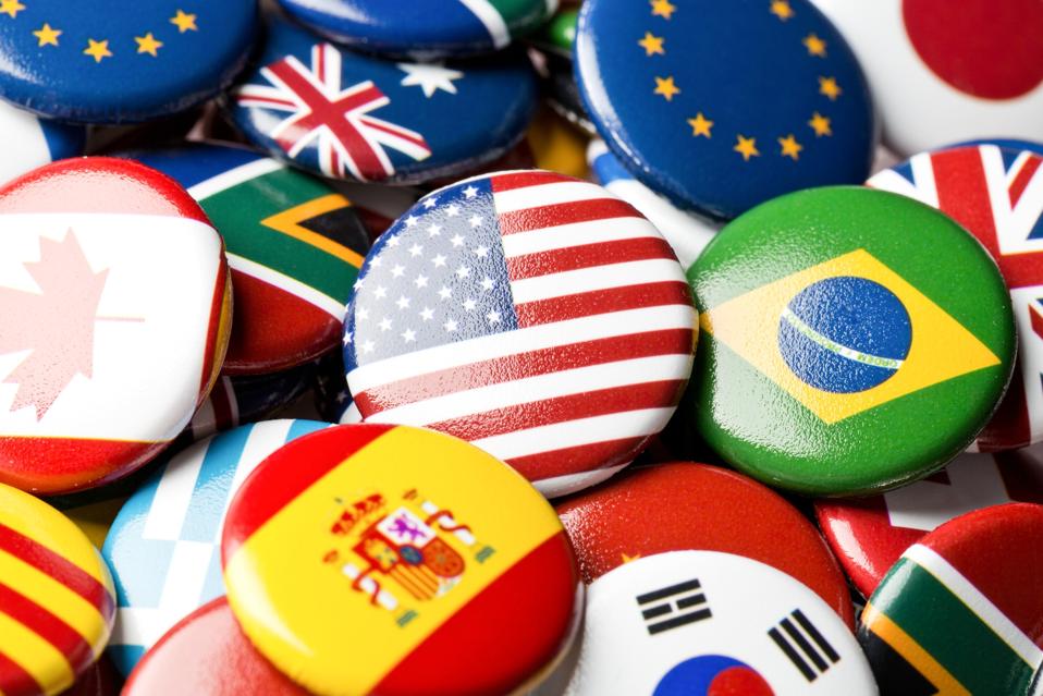 USA flag pin in international collection