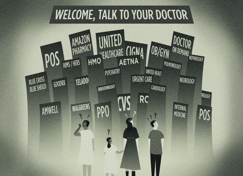 A ″talk to your doctor″ design representation of four patients confused by the difficult to navigate call to action.