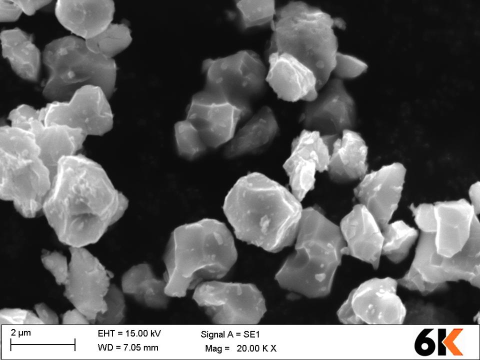 Nickel manganese cobalt (NMC) crystals made with 6K's UniMelt process.