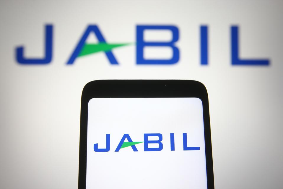 In this photo illustration, Jabil logo of a US worldwide...