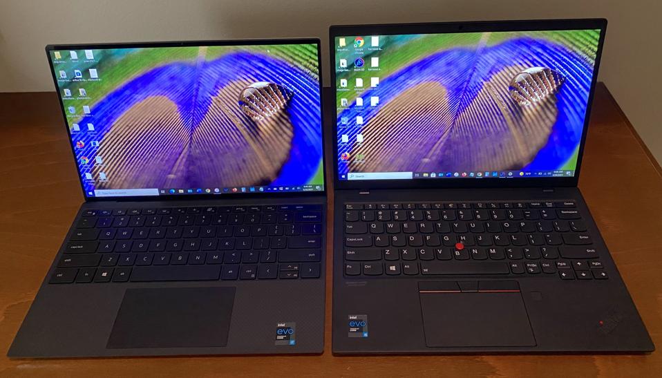 Dell XPS 13 9310 (left) and Lenovo ThinkPad X1 Nano.