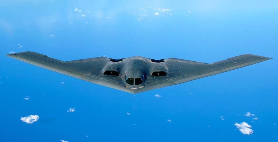 B-2 bomber in flight.