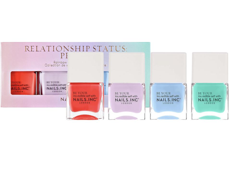 10 Makeup And Beauty Brands To Shop During Pride Month To Support The LGBTQ Community-NAILS INC. Relationship Status: Proud Nail Polish Set