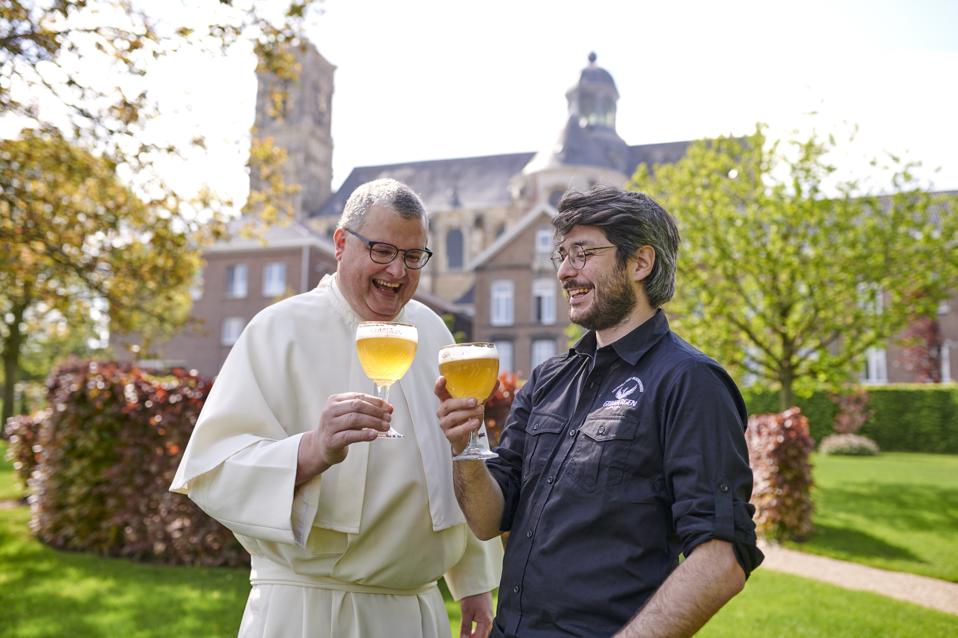 Grimbergen Abbey Brewer Father Karel Stautemas and Master Brewer Marc-Antoine Sochon.