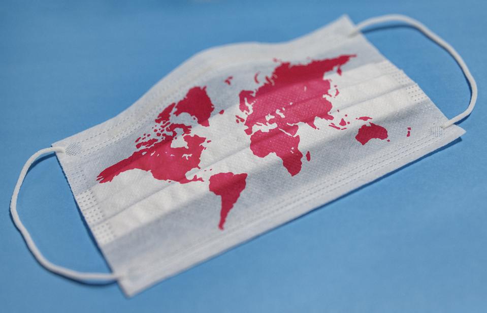Face mask with world map.