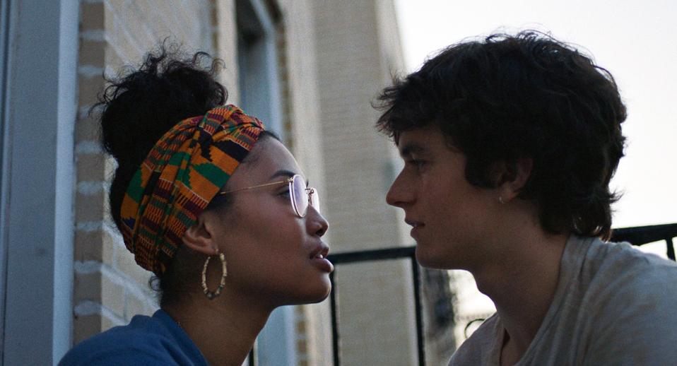 Wye and Paul talk on a fire escape in New York City in the movie, ″Port Authority.″
