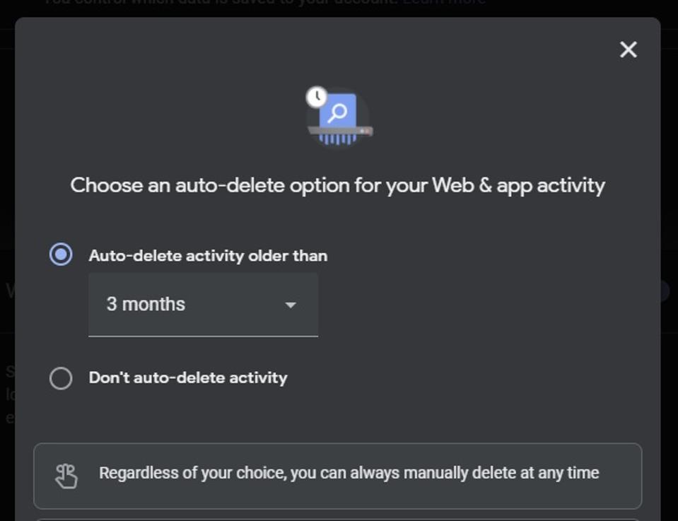 Or even have Google automatically delete activity by age if you prefer