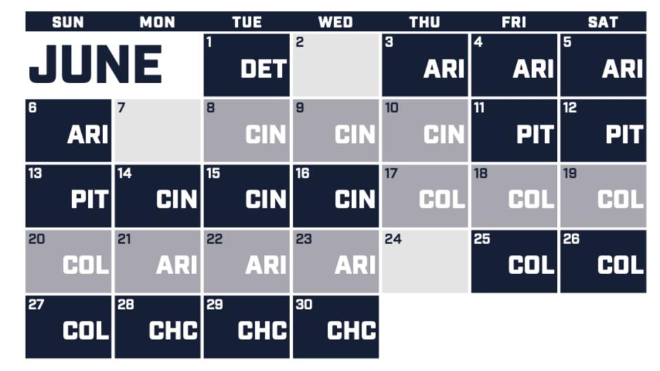 Milwaukee Brewers June 2021 schedule
