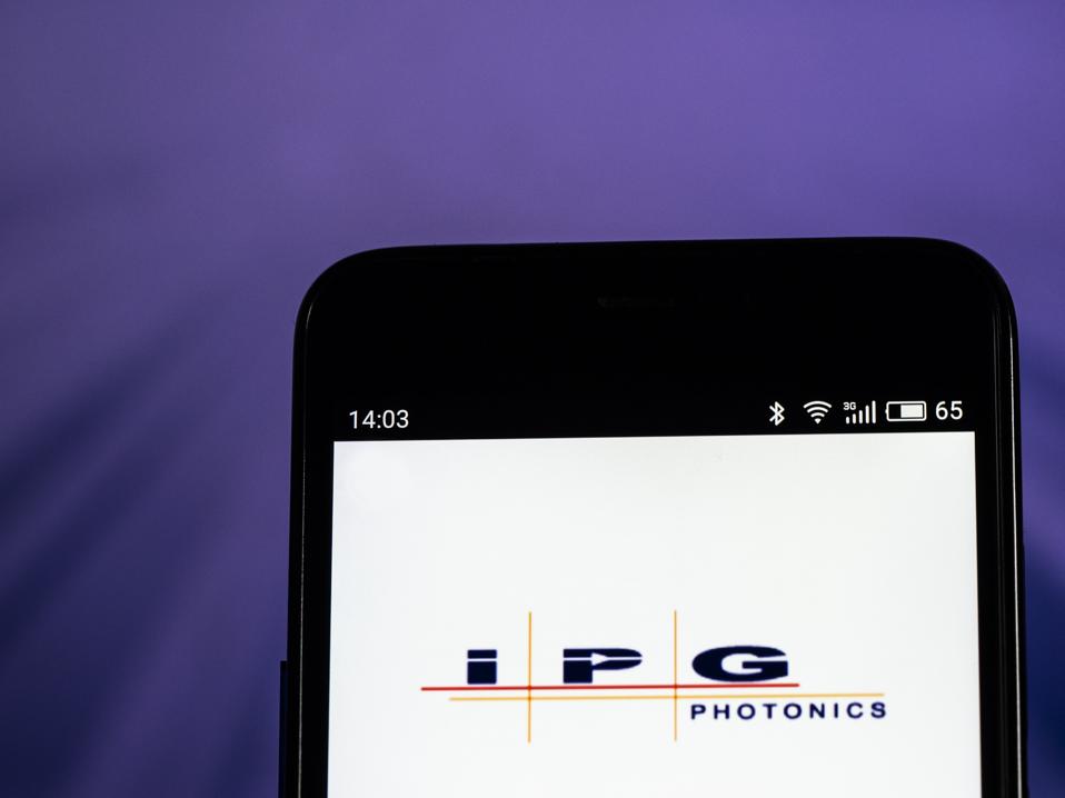 IPG Photonics company logo seen displayed on smart phone.