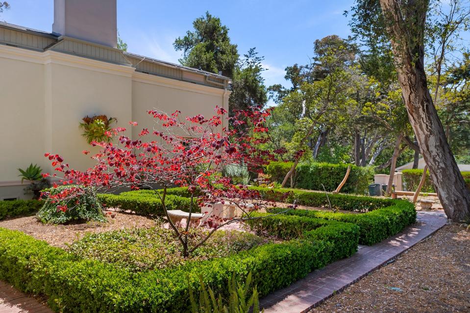 formal gardens surrounded by box hedges in santa barbara california