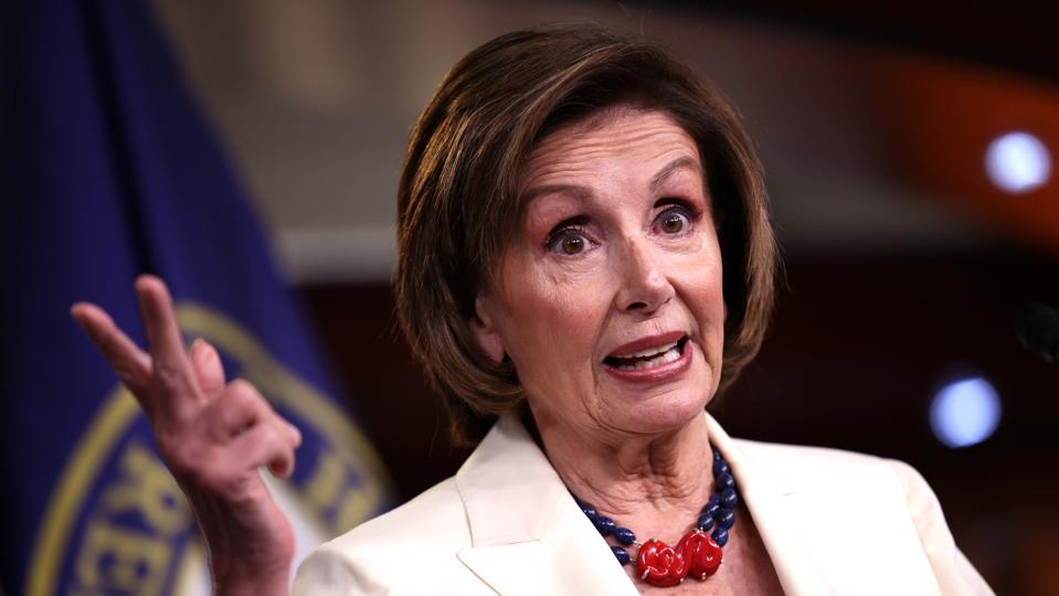 Speaker Pelosi Holds Weekly Media Briefing On Capitol Hill