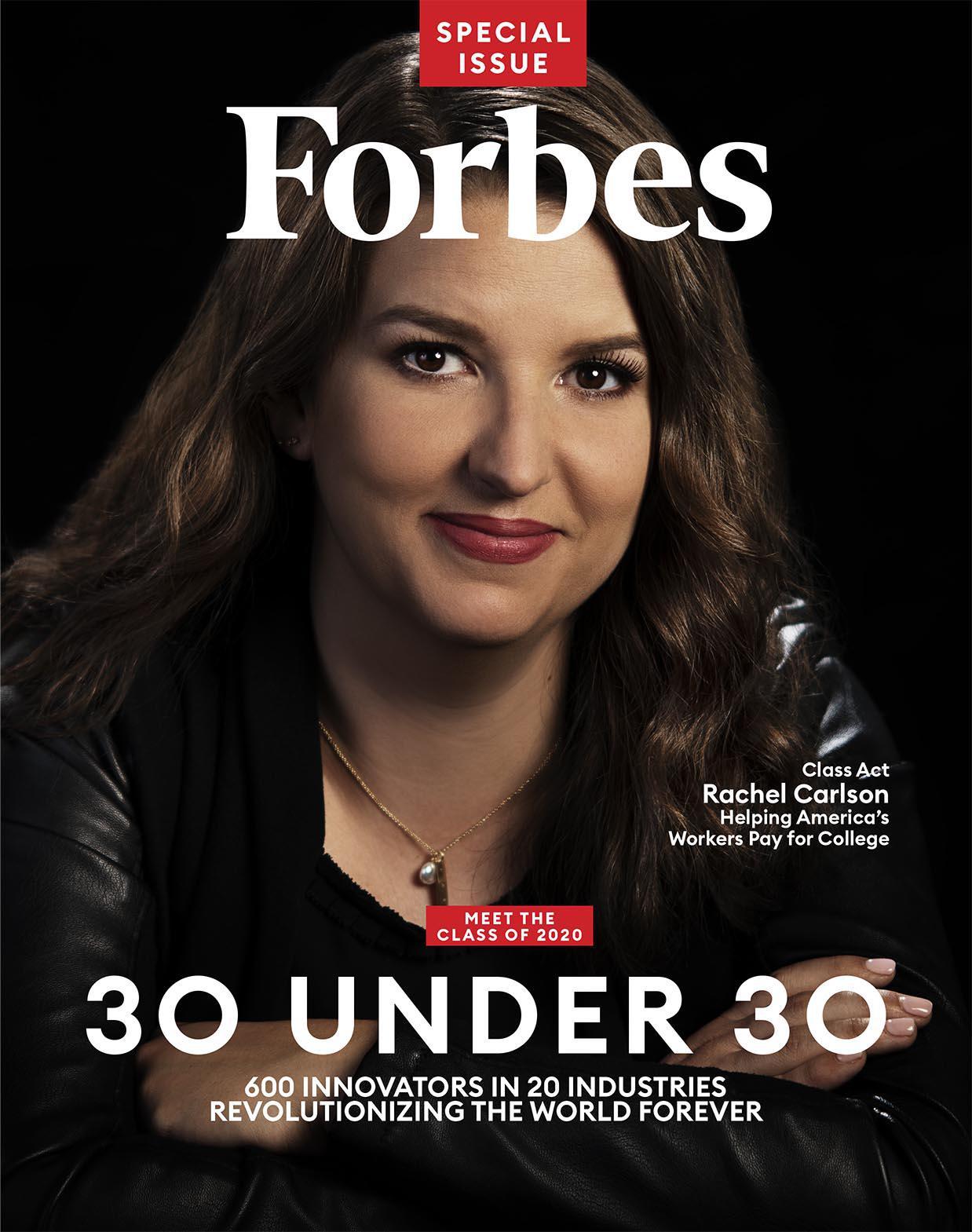 Rachel Carlson appeared as one of the covers of Forbes' Under 30 issue in December 2019 after her education startup was valued at $1 billion.