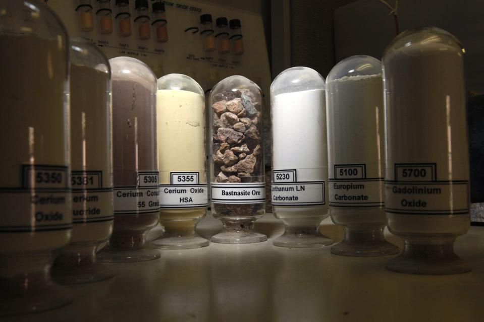 SEPTEMBER 11, 2009. MOUNTAIN PASS, CA. In the lab at Molycorp Minerals mine in Mountain Pass, CA, v