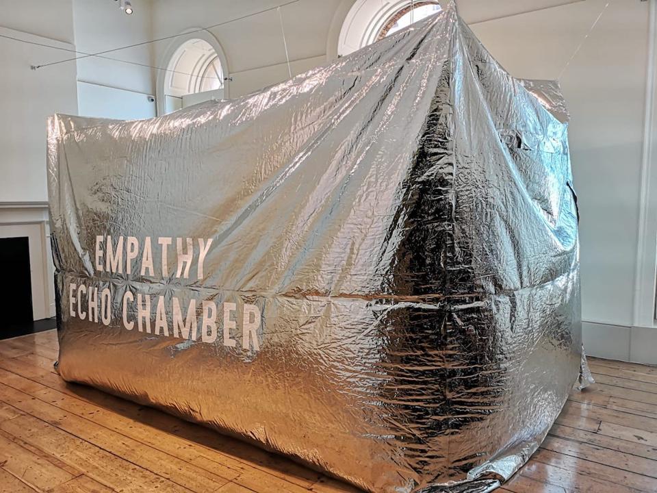 silver inflatable tent