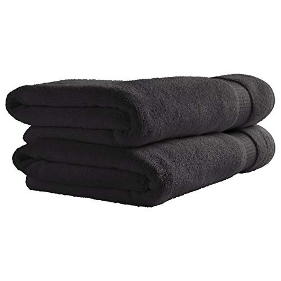 Amazon Brand – Rivet HygroCotton Cotton Bath Towels, Set of 2, Graphite