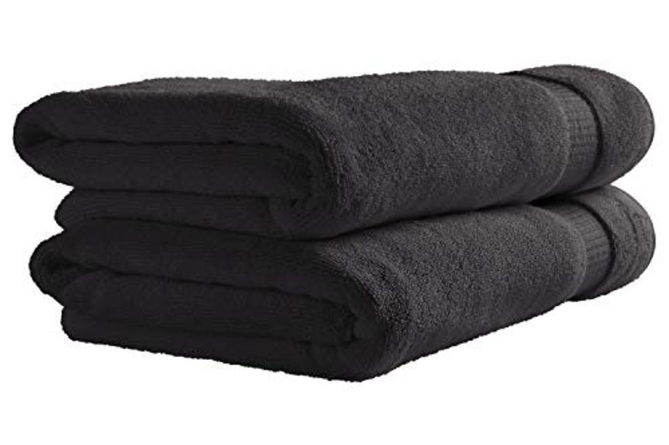 Amazon Brand – Rivet HygroCotton Cotton Bath Towels, Set of 2, Graphite