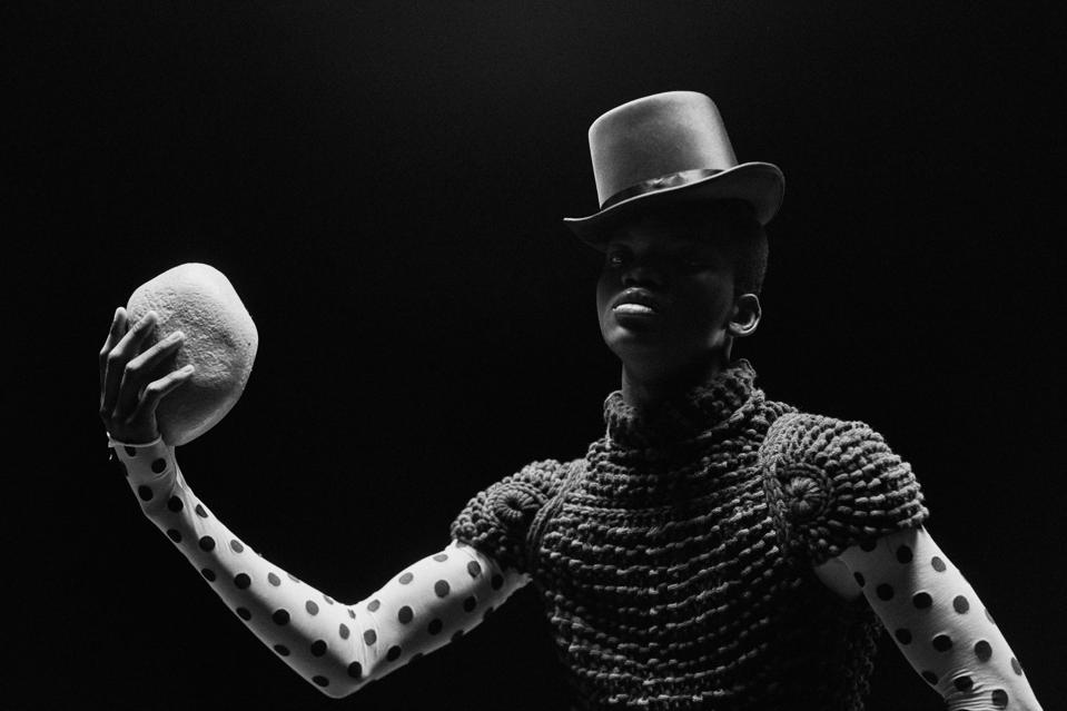 Model wearing Lecavalier behind the scenes from ″Passage″ by Solange Knowles and Saint Heron for The International Woolmark Prize.