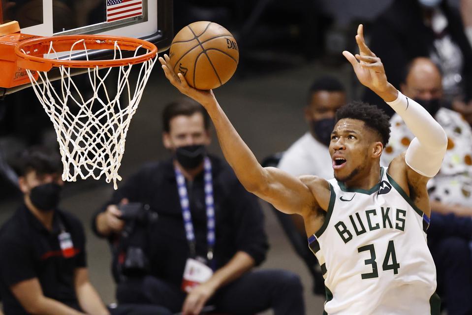 The Bucks' Giannis Antetokounmpo in Game 3 of a series against the Heat.