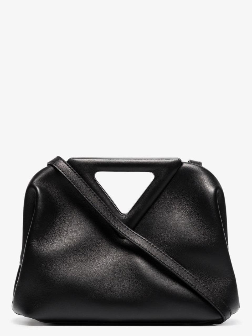Bottega Veneta Black Point Small Leather Top Handle Bag