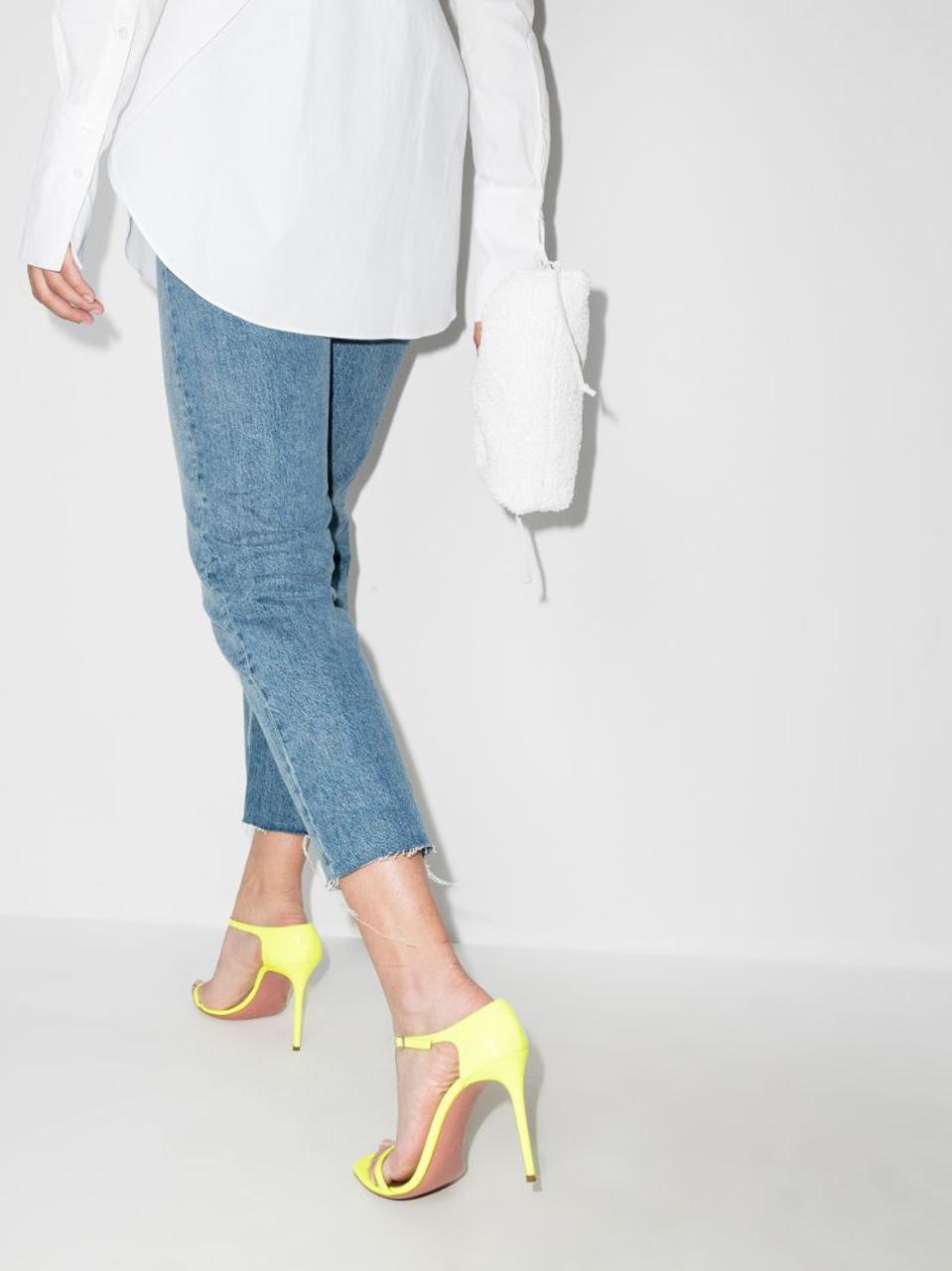 Amina Muaddi Yellow Zoe 95 Leather Sandals