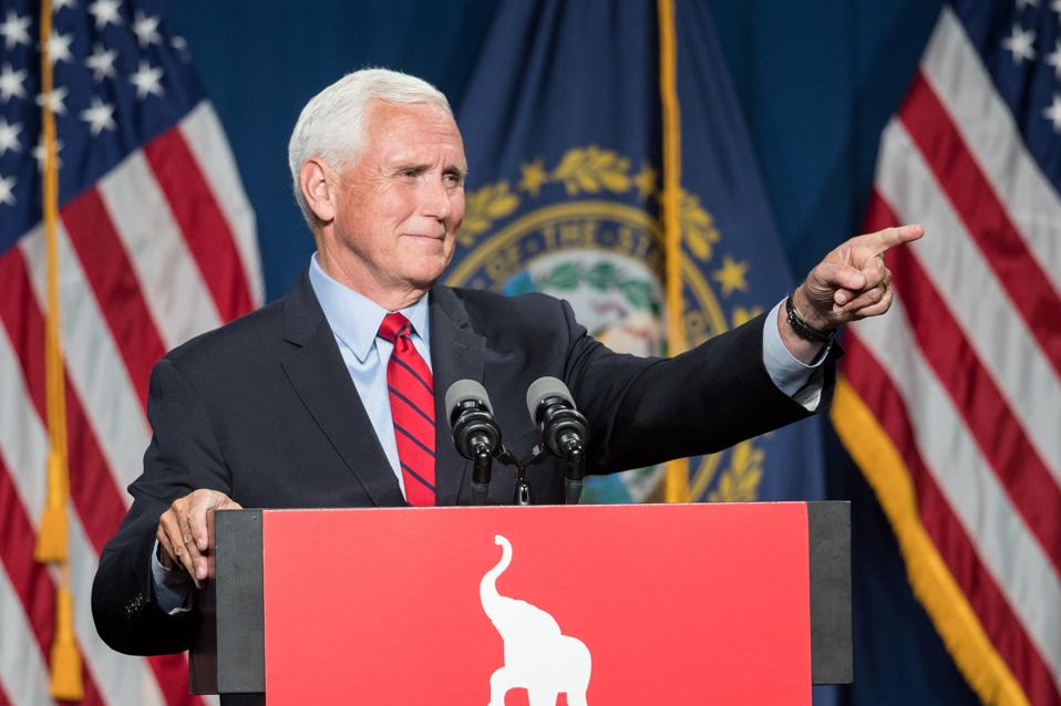 Mike Pence Addresses GOP Lincoln-Reagan Dinner In New Hampshire