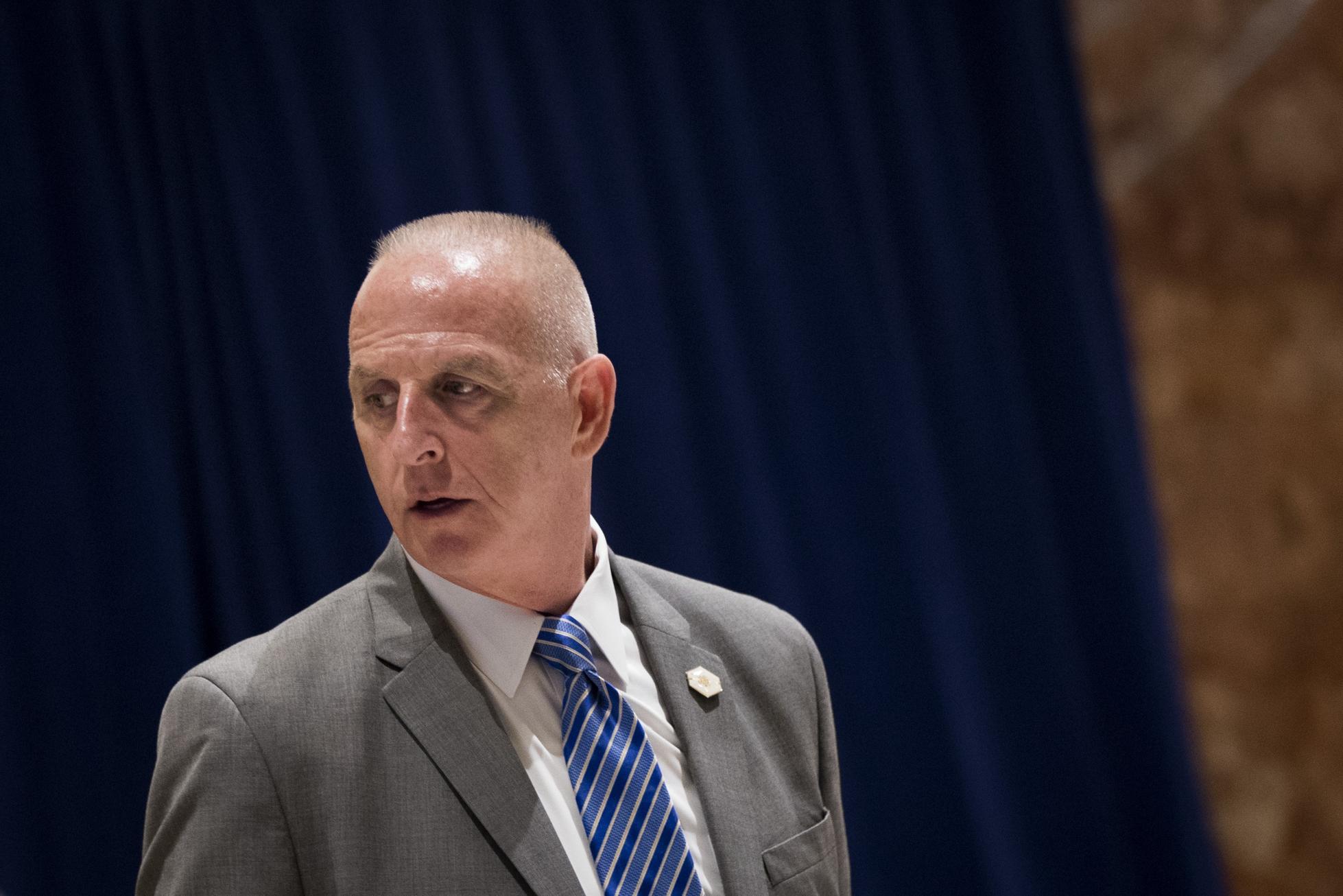 Then-director of Oval Office operations Keith Schiller walks through Trump Tower.