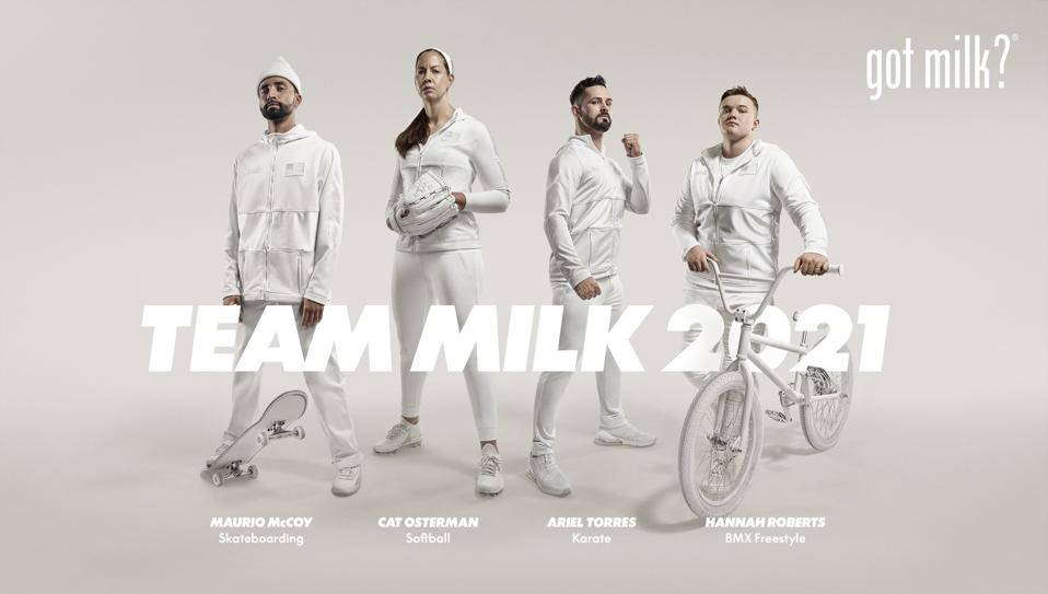 Maurio McCoy, Cat Osterman, Ariel Torres and Hannah Roberts (BMX freestyle) are Team Milk