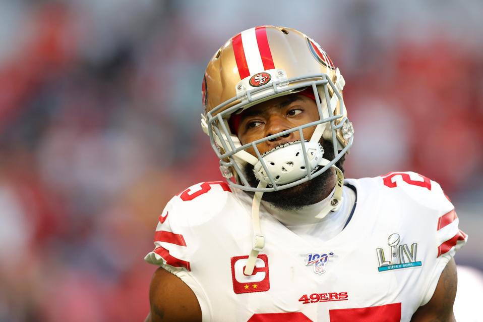 San Francisco 49ers' Richard Sherman during the Super Bowl.