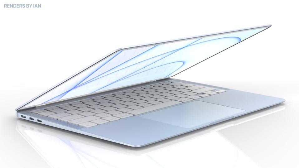 Render of possible future blue MacBook Air.
