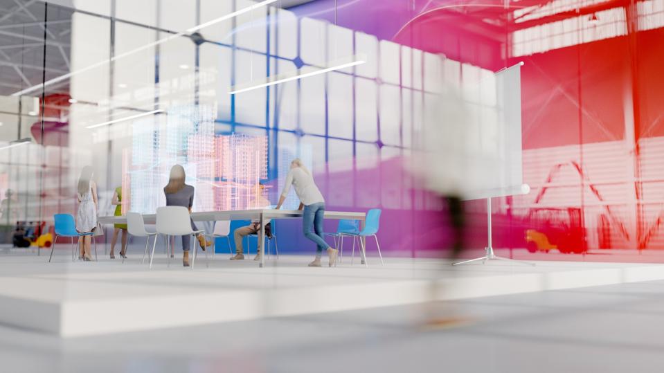 Modern office in an industrial building showing importance of reinventing your office.