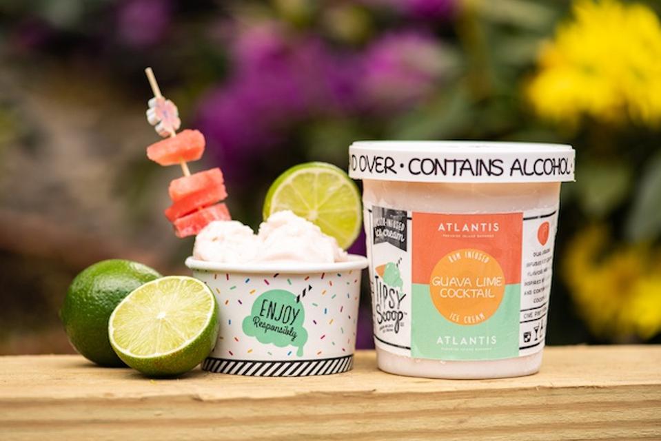 Ice cream with limes that contains alcohol