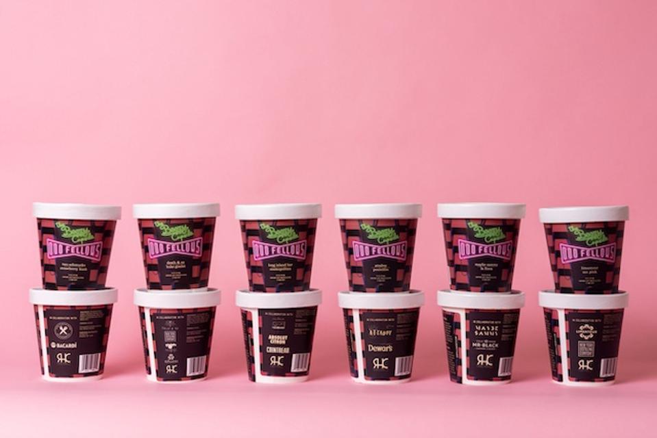 six cartons of OddFellows boozy ice cream
