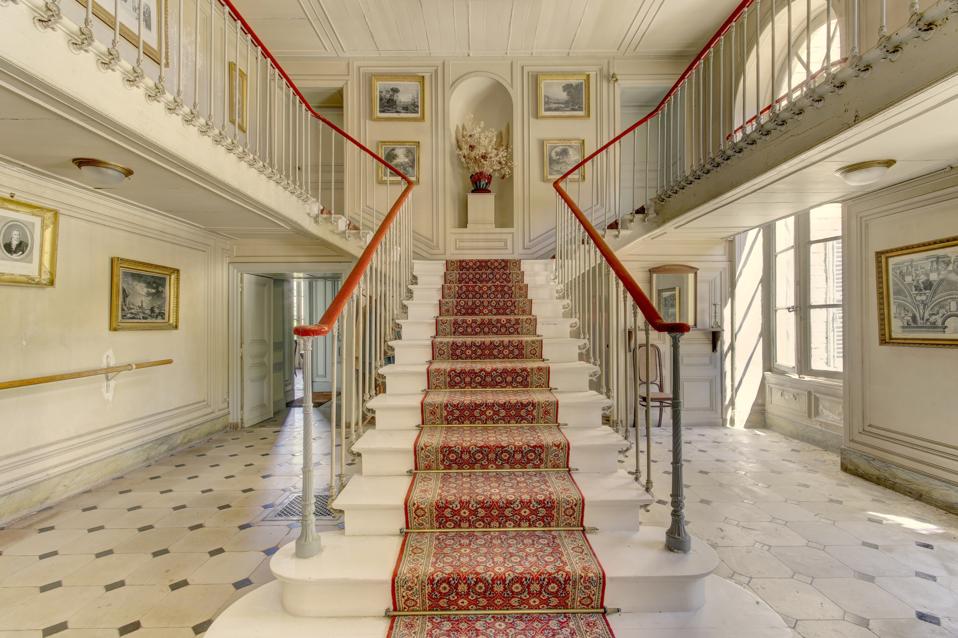 staircase inside a 17th Century castle with a large history