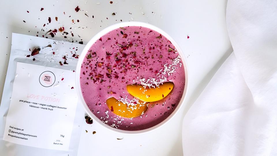 A bowl of Pretty Little Potion's Love Potion. 