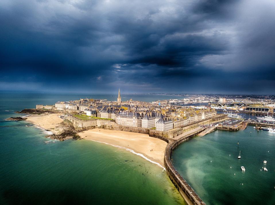 A stormy sky over St Malo in Brittany, France