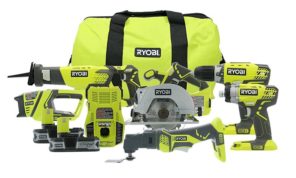 A photo of the 18-volt ONE+ Lithium-Ion Cordless 6-Tool Combo Kit.