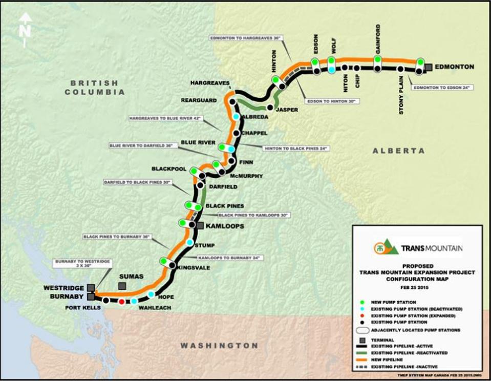 Trans Mountain pipeline map