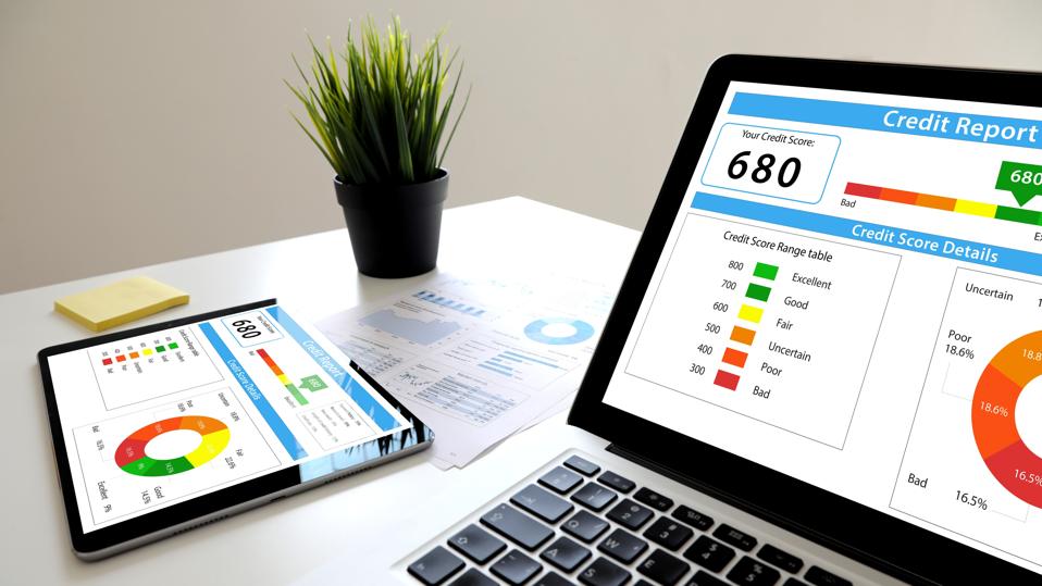 Laptop computer with credit score report