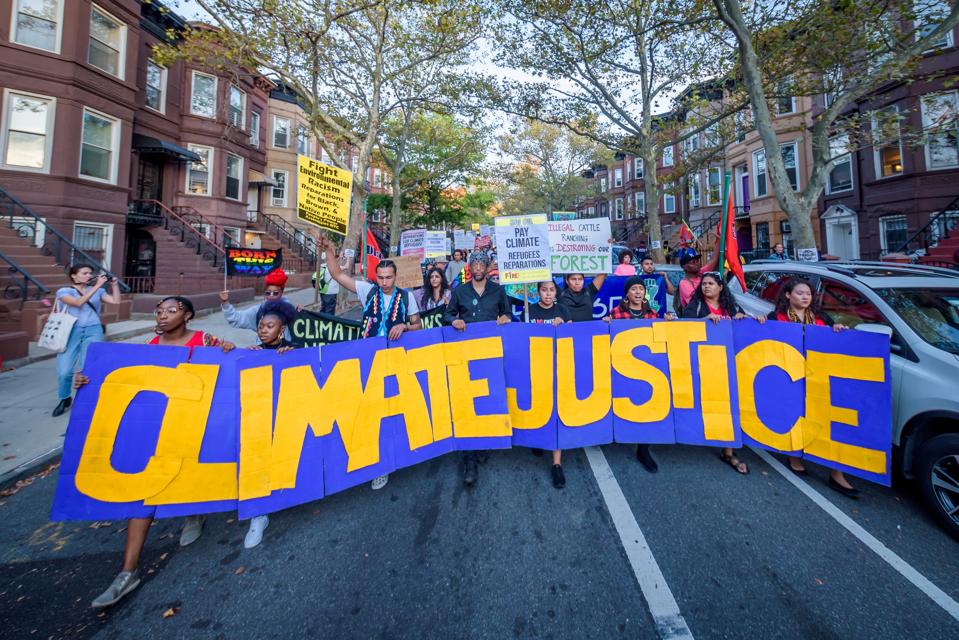 Front of the march. Activist group Earth Strike NYC...