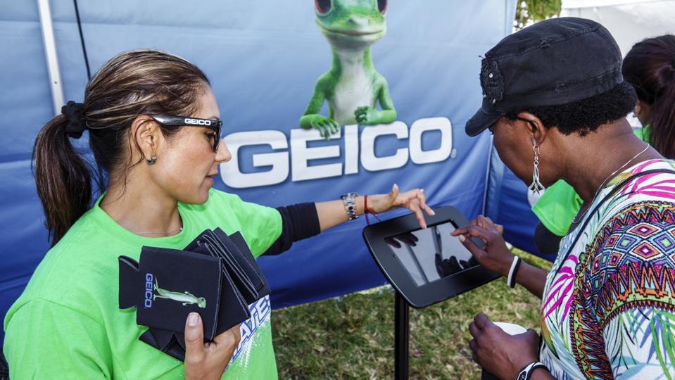 Florida, Miami Beach, Art Deco Weekend Street Fair, Geico Insurance Survey Kiosk