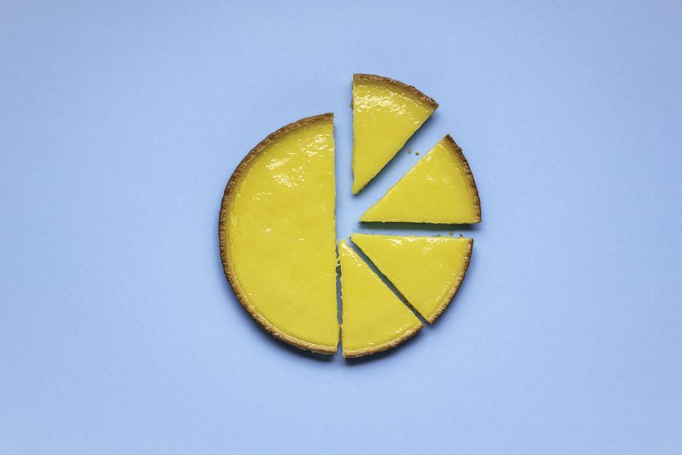 Sliced lemon pie on blue background showing importance of fairness.