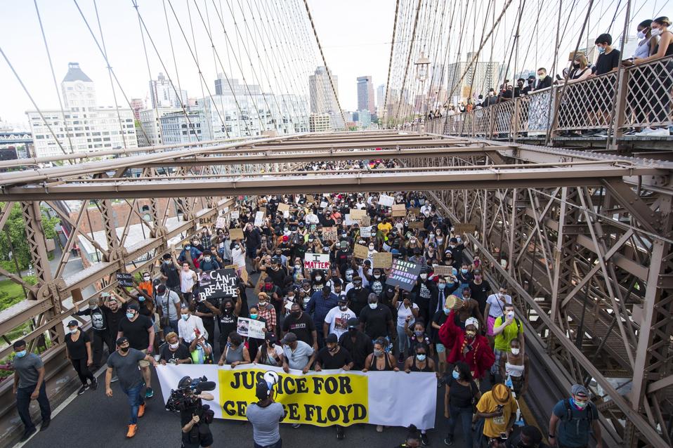 George Floyd's Family Attends Memorial Service And March In New York City