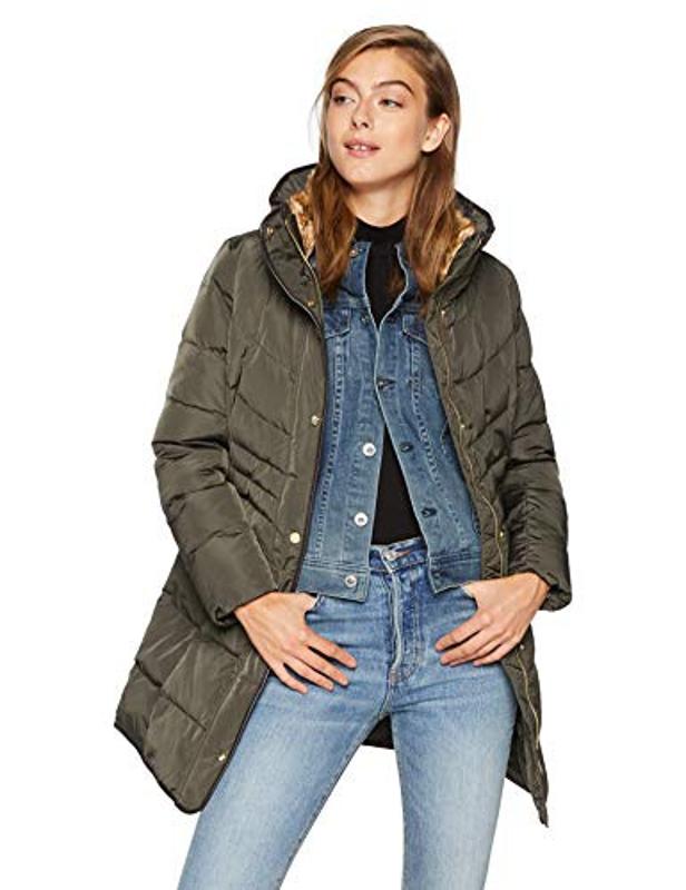 30 Early Prime Day Deals On Women’s Fashion - Cole Haan Women's Taffeta Down Coat with Faux Fur Collar, Forest, X-Small
