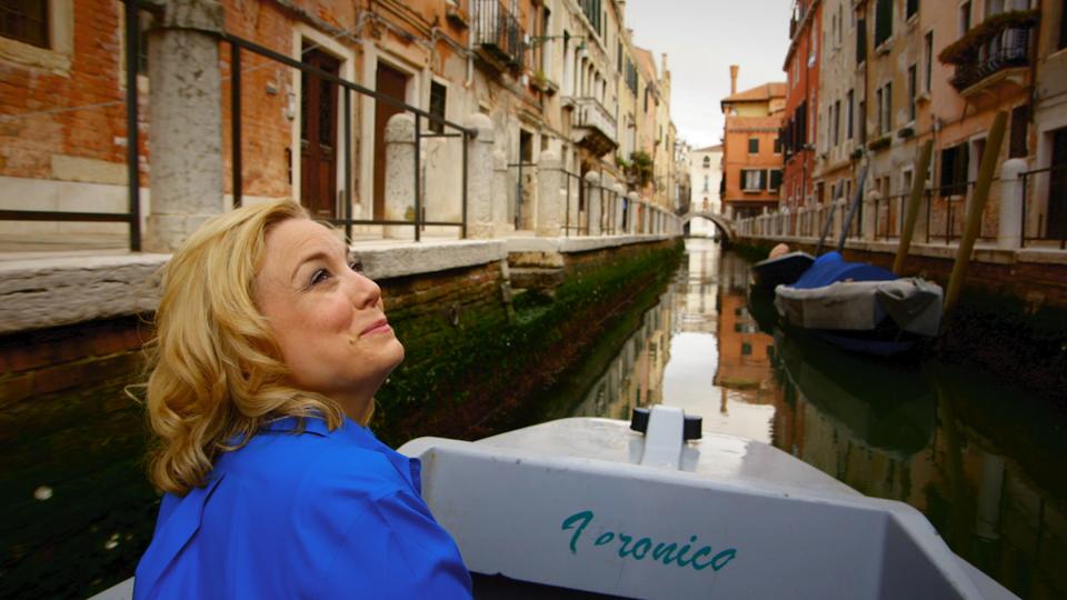 Dream of Italy host Kathy McCabe in a canal in Venice.