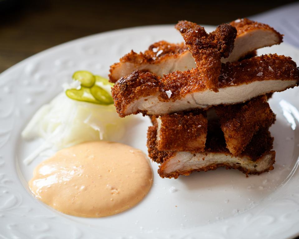 Pork Katsu, one of the international dishes from Chef Oscar Lorenzzi at Contento.