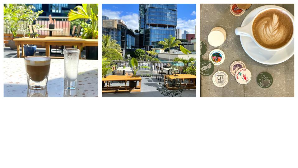 Cortado, TRY Coffee lanai and Pogs